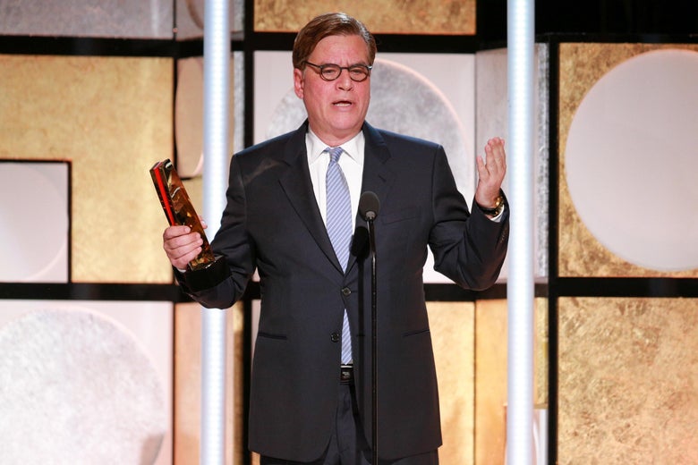 BEVERLY HILLS, CA - FEBRUARY 05: Aaron Sorkin accepts the award for Best Screenwriter at AARP's 17th Annual Movies For Grownups Awards at the Beverly Wilshire Four Seasons Hotel on February 5, 2018 in Beverly Hills, California. (Photo by Rich Fury/Getty Images)